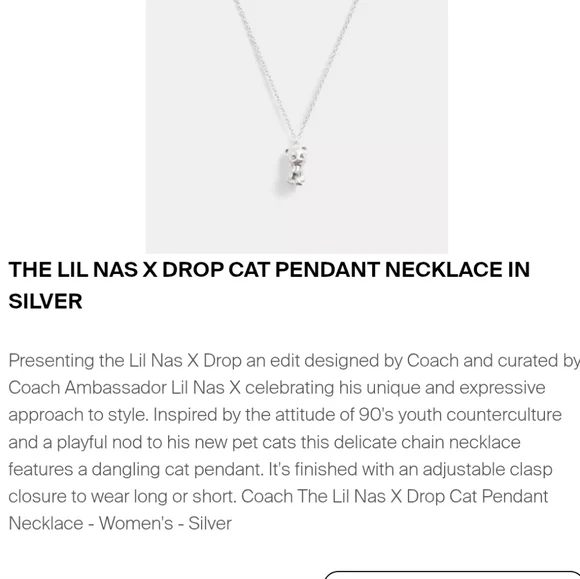 Coach Silver Chain with‎ Cat Charm